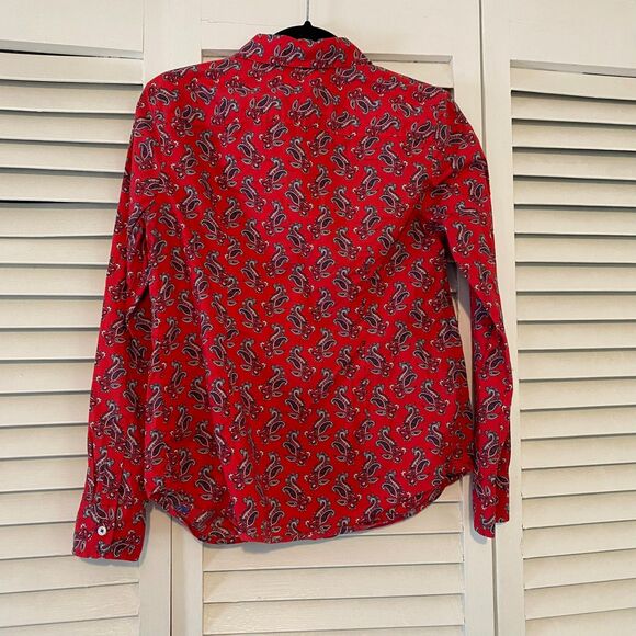Talbots size 6 Paisley Patterned Americana Red Business Casual Button Down Shirt - Picture 2 of 11